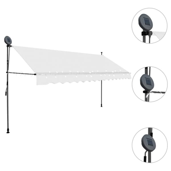 Markiser - Living markise m. LED-lys manuel betjening 400 cm cremefarvet