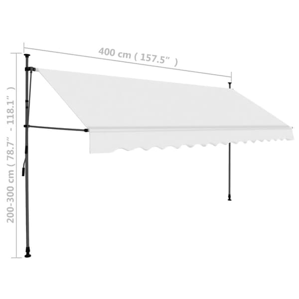 Markiser - Living markise m. LED-lys manuel betjening 400 cm cremefarvet