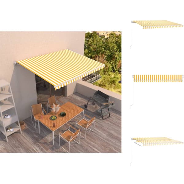Markiisit - Living Manuaalisesti sisäänkelattava markiisi 400x350cm keltavalkoinen