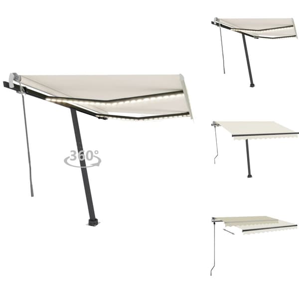 Markiisit - Living Manuaalisesti sisäänkelattava markiisi LEDillä 350x250 cm kerma