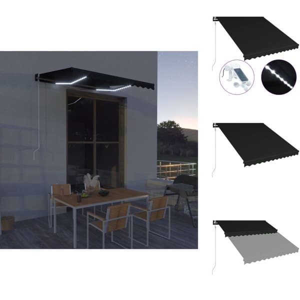 Markiser - Living Markis manuellt infällbar med vindsensor & LED 300x250 cm antracit