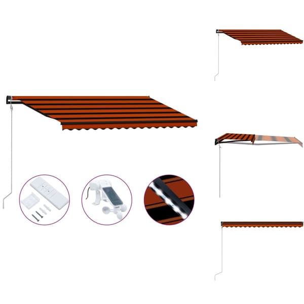 Markiser - Living Infällbar markis med vindsensor & LED 450x300 cm orange & brun