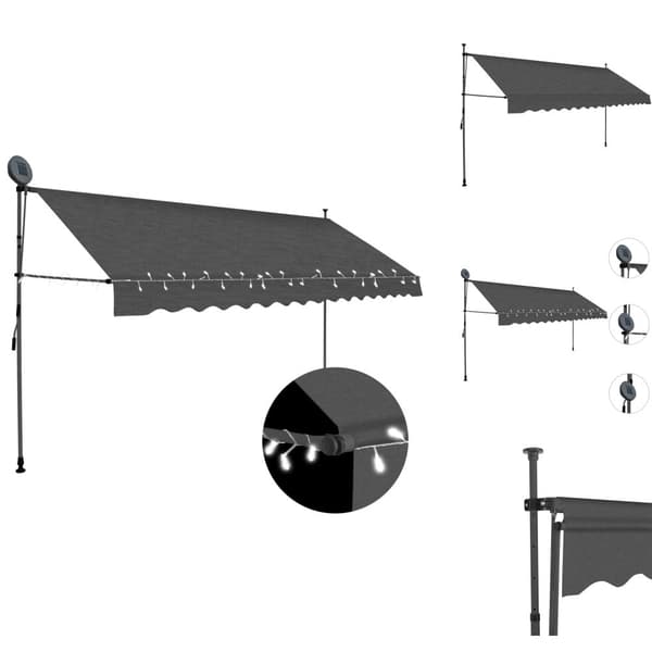 Markiisit - Living Sisäänkelattava markiisi LED-valoilla 400 cm antrasiitti