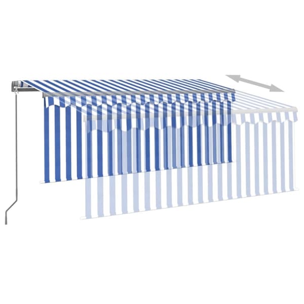 Markiser - Living Markis manuell med rullgardin & LED 3x2,5 m blå och vit