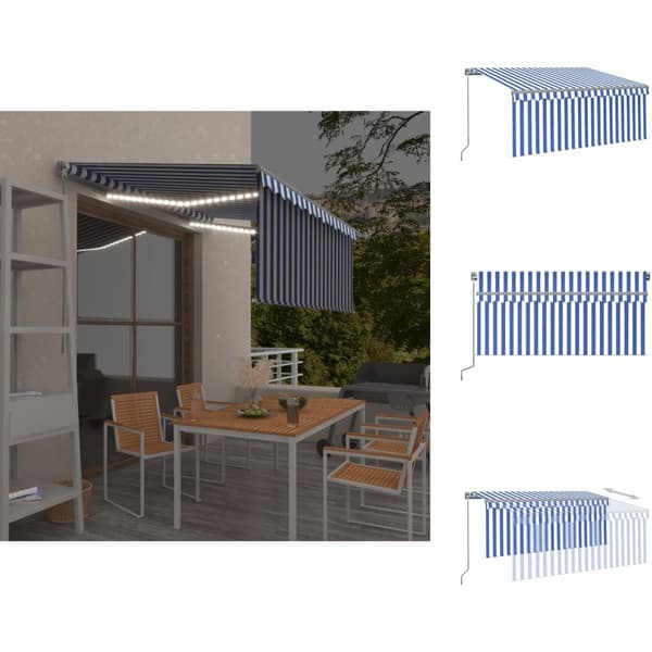 Markiser - Living Markis manuell med rullgardin & LED 3x2,5 m blå och vit
