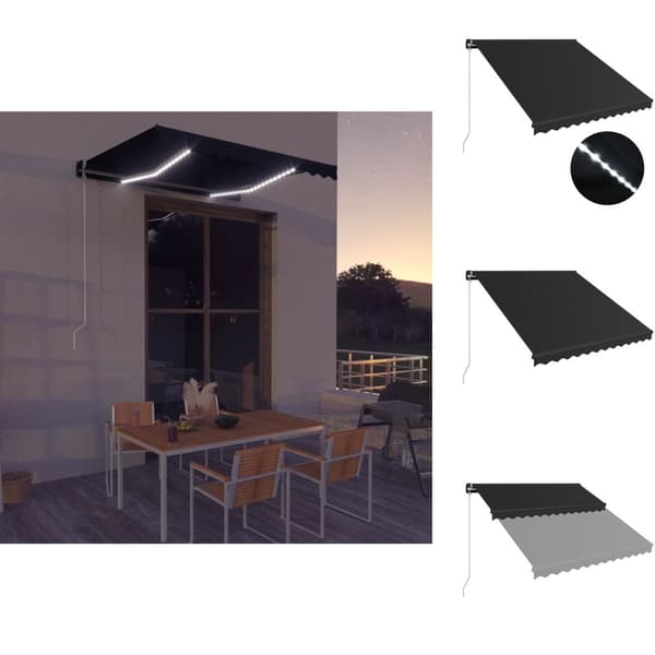 Markiisit - Living Manuaalisesti kelattava markiisi LEDillä 300x250 cm antrasiitti