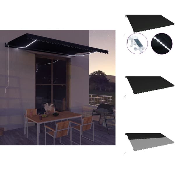 Markiser - Living Infällbar markis med vindsensor & LED 600x300 cm antracit