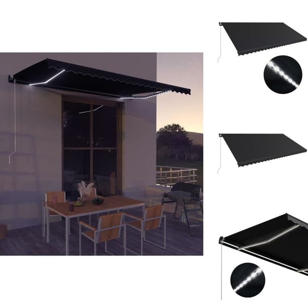Markiser - Living Markis manuellt infällbar med LED 600x300 cm antracit