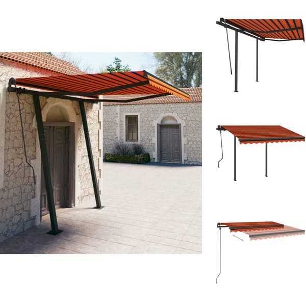 Markiser - Living Markis med stolpar manuellt infällbar 3x2,5 m orange och brun
