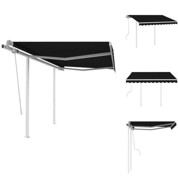 Markiisit - Living Manuaalisesti kelattava markiisi tolpilla 3x2,5 m antrasiitti