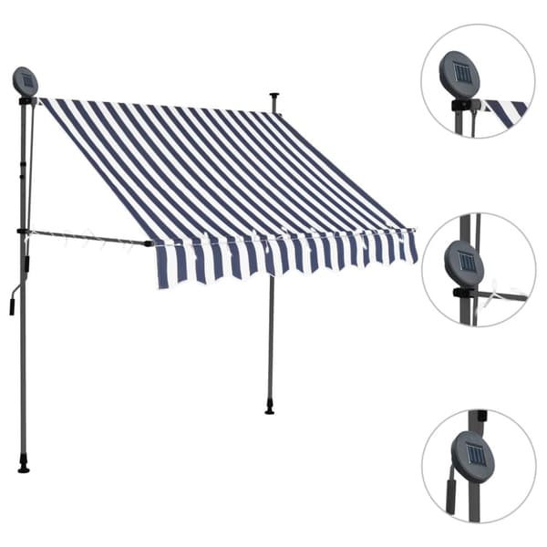 Markiser - Living Markis manuellt infällbar med LED 200 cm blå och vit