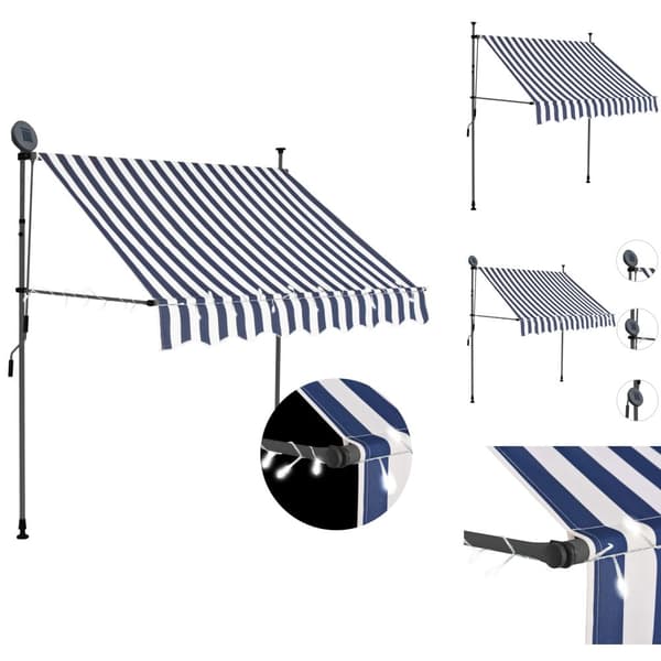 Markiser - Living Markis manuellt infällbar med LED 200 cm blå och vit