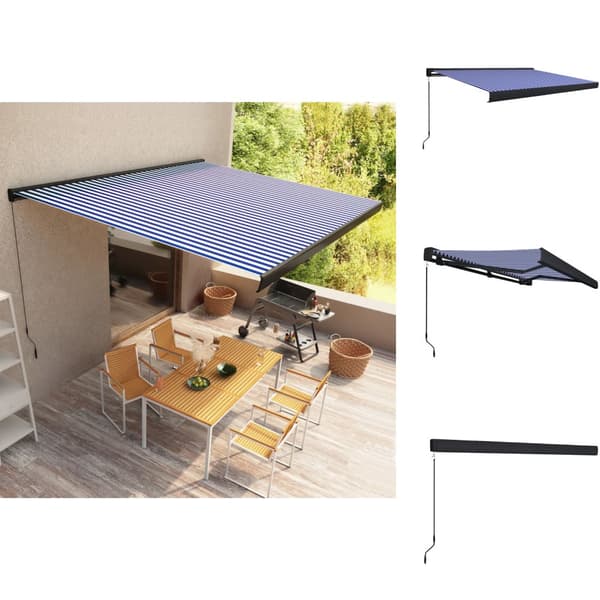 Markiisit - Living Manuaalinen kasettimarkiisi 400x300 cm sininen ja valkoinen