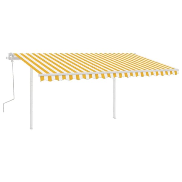 Markiisit - Living Manuaalisesti kelattava markiisi tolpilla 4x3,5m keltavalkoinen