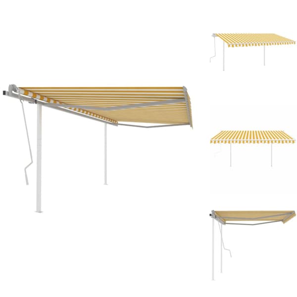 Markiisit - Living Manuaalisesti kelattava markiisi tolpilla 4x3,5m keltavalkoinen