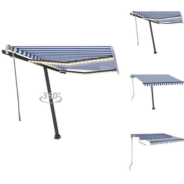 Markiser - Living Markis manuellt infällbar med LED 350x250 cm blå och vit