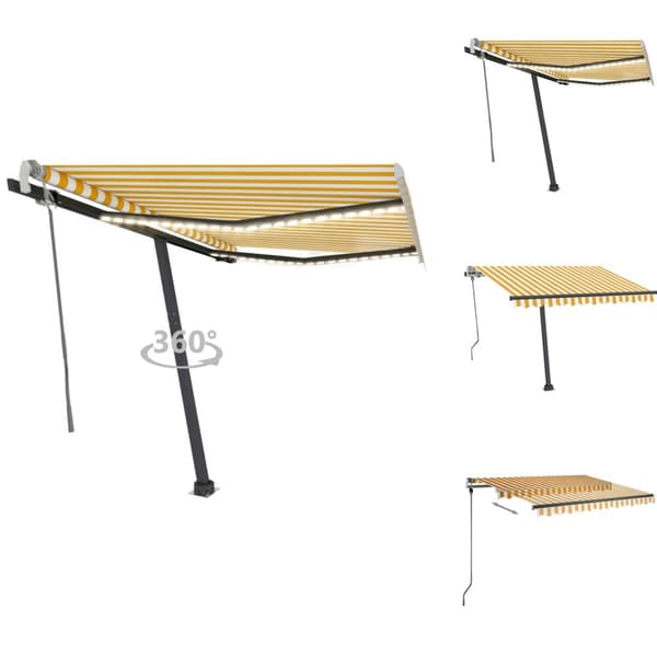 Markiisit - Living Sisäänkelattava markiisi LEDillä 350x250cm keltavalkoinen