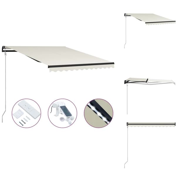 Markiser - Living Infällbar markis med vindsensor & LED 300x250 cm gräddvit