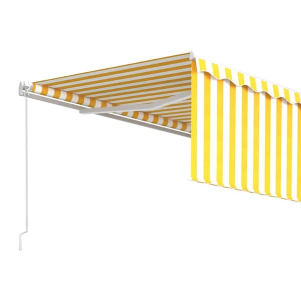 Markiisit - Living Manuaalisesti kelattava markiisi verhoilla 4x3 m keltavalkoinen