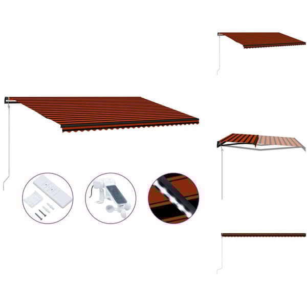 Markiser - Living Infällbar markis med vindsensor & LED 600x300 cm orange & brun