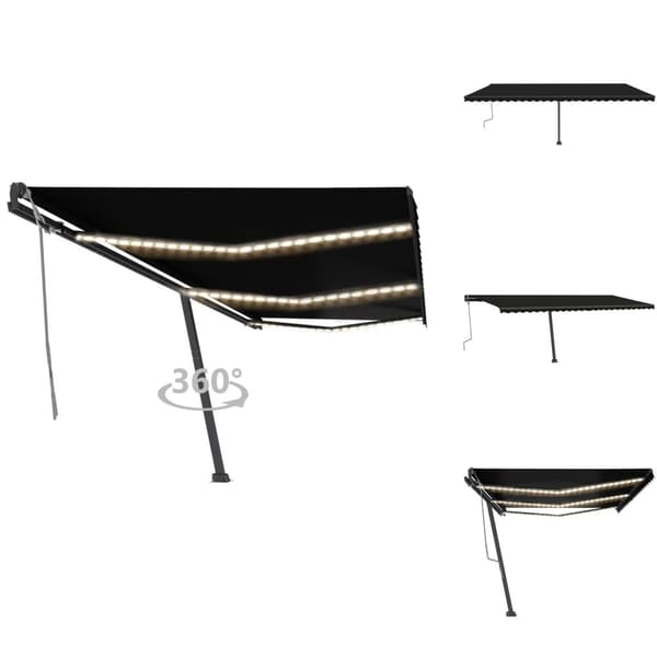 Markiisit - Living Käsin sisäänkelattava markiisi LEDillä 600x300 cm antrasiitti