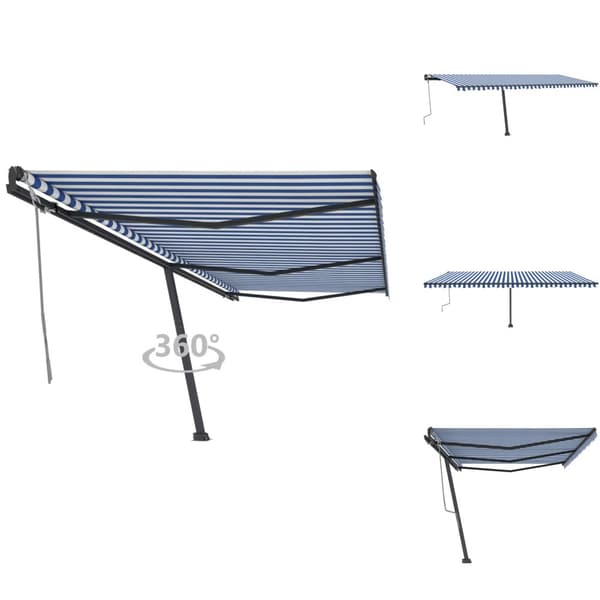 Markiser - Living Fristående markis manuellt infällbar 600x300 cm blå/vit