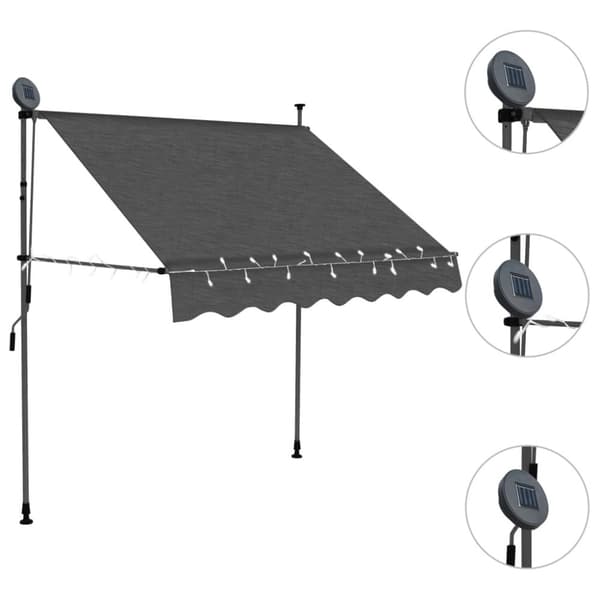 Markiisit - Living Sisäänkelattava markiisi LED-valoilla 100 cm antrasiitti