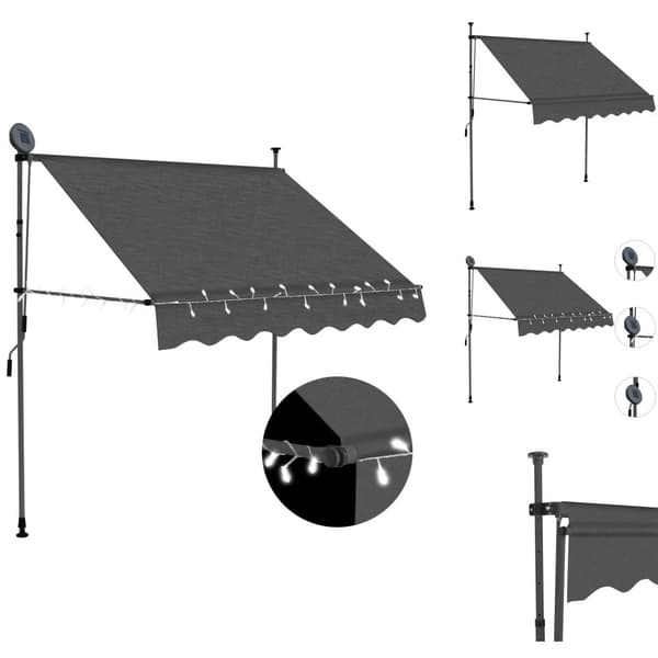 Markiisit - Living Sisäänkelattava markiisi LED-valoilla 100 cm antrasiitti