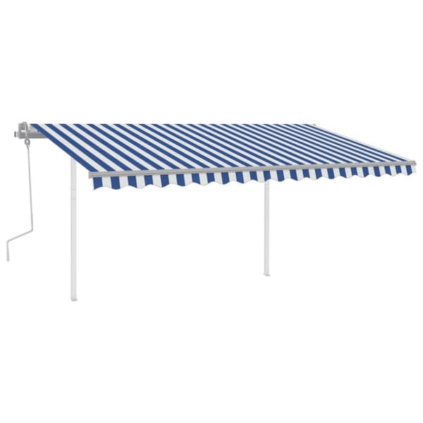Markiisit - Living Manuaalisesti kelattava markiisi LED-valot 4x3 m sinivalkoinen