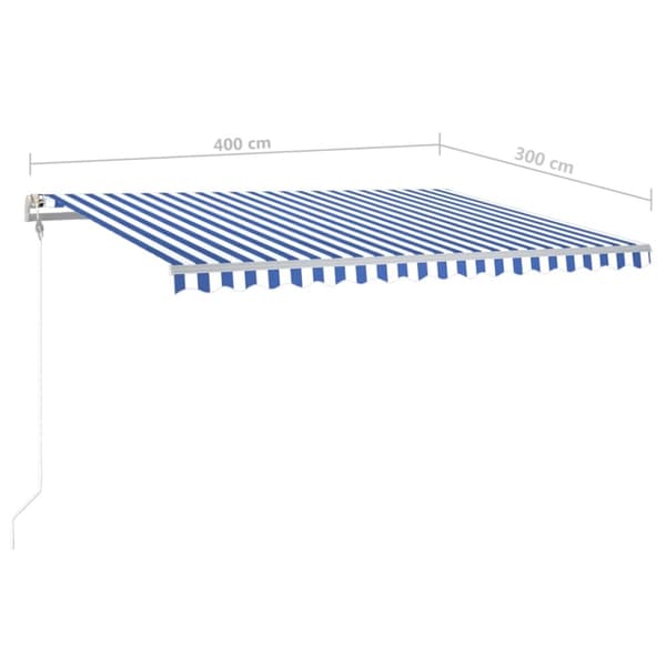 Markiisit - Living Manuaalisesti kelattava markiisi LED-valot 4x3 m sinivalkoinen