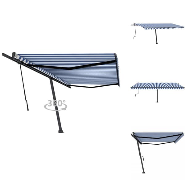 Markiisit - Living Vapaasti seisova sisäänkelattava markiisi 500x350 cm sinivalk.