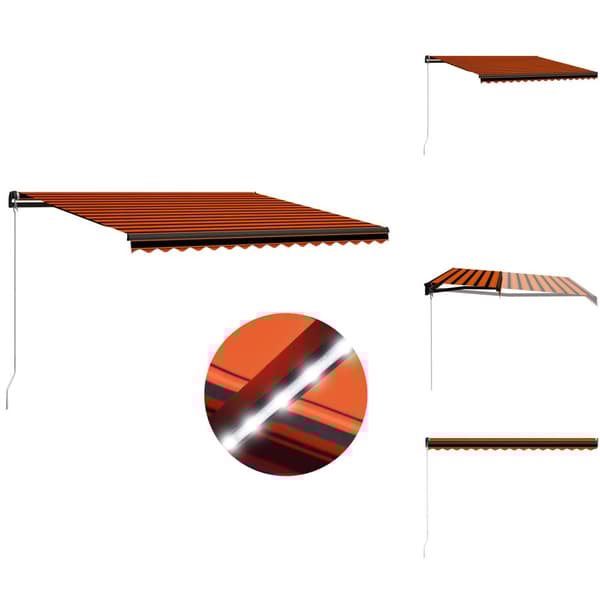 Markiser - Living Markis manuellt infällbar med LED 400x300 cm orange och brun