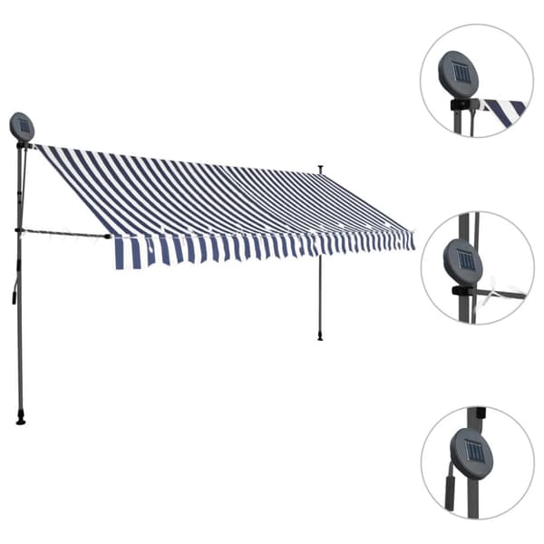 Markiisit - Living Sisäänkelattava markiisi LED-valoilla 400 cm sininen/valkoinen