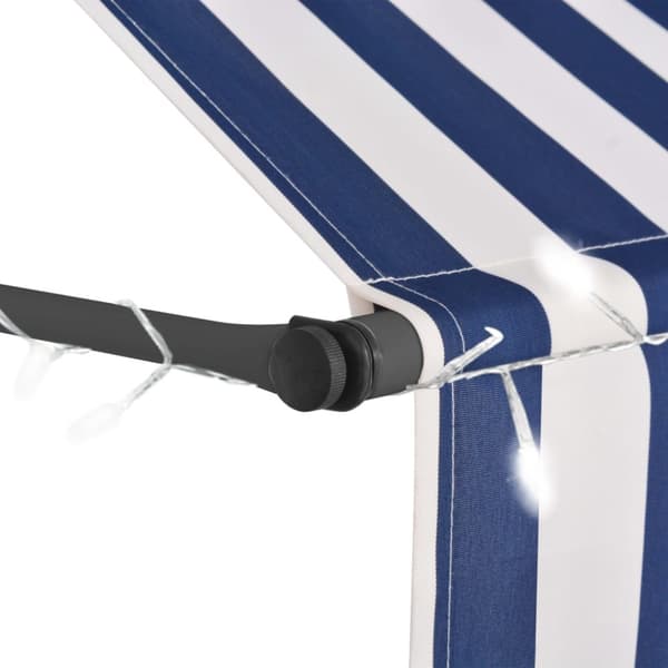 Markiisit - Living Sisäänkelattava markiisi LED-valoilla 400 cm sininen/valkoinen