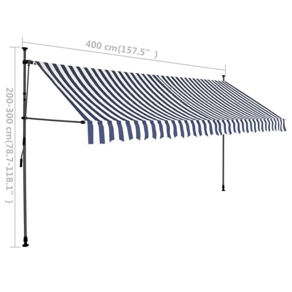 Markiisit - Living Sisäänkelattava markiisi LED-valoilla 400 cm sininen/valkoinen