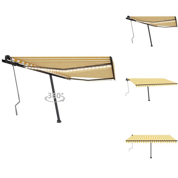 Markiser - Living Markis manuellt infällbar med LED 400x350 cm gul och vit