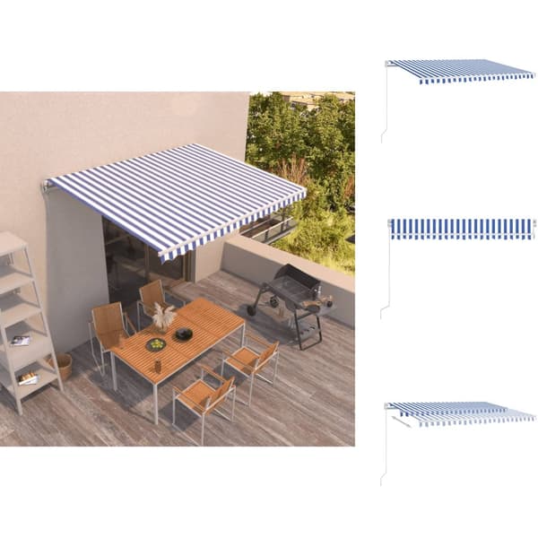 Markiisit - Living Manuaalisesti sisäänkelattava markiisi 400x350 cm sinivalkoinen
