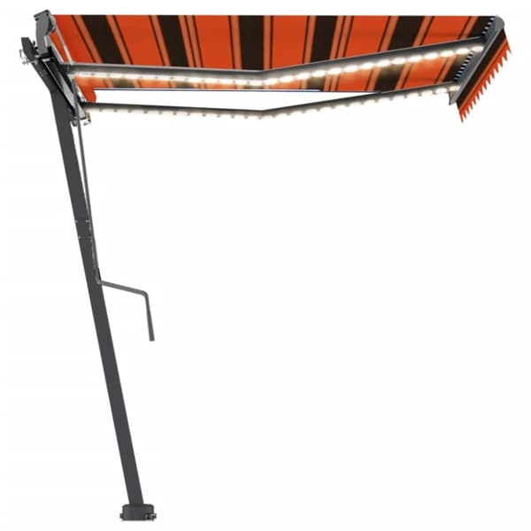 Markiser - Living markise m. LED-lys 350x250 cm manuel betjening orange og brun