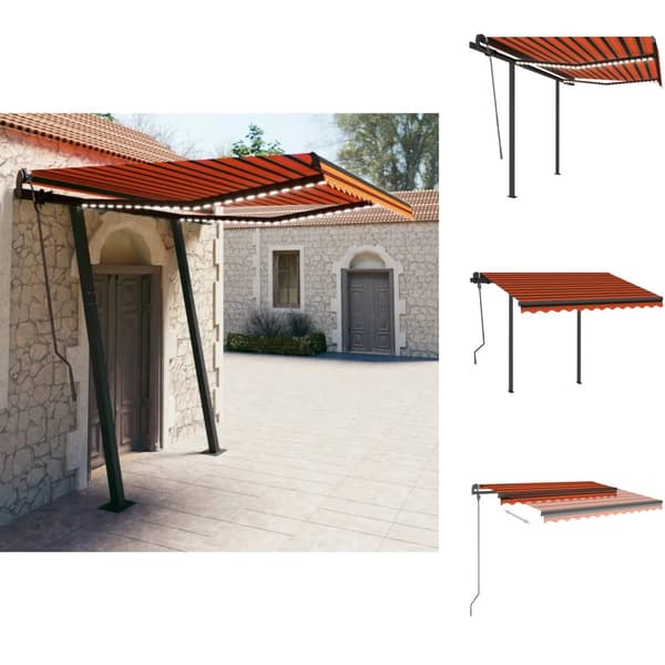 Markiser - Living Markis med LED manuellt infällbar 3,5x2,5 m orange och brun