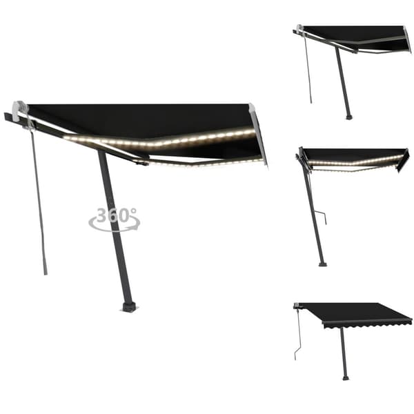 Markiisit - Living Käsin sisäänkelattava markiisi LEDillä 300x250 cm antrasiitti