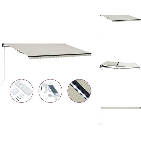 Markiser - Living Infällbar markis med vindsensor & LED 600x300 cm gräddvit