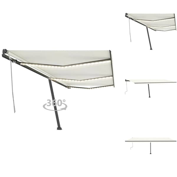 Markiser - Living Markis manuellt infällbar med LED 600x300 cm gräddvit