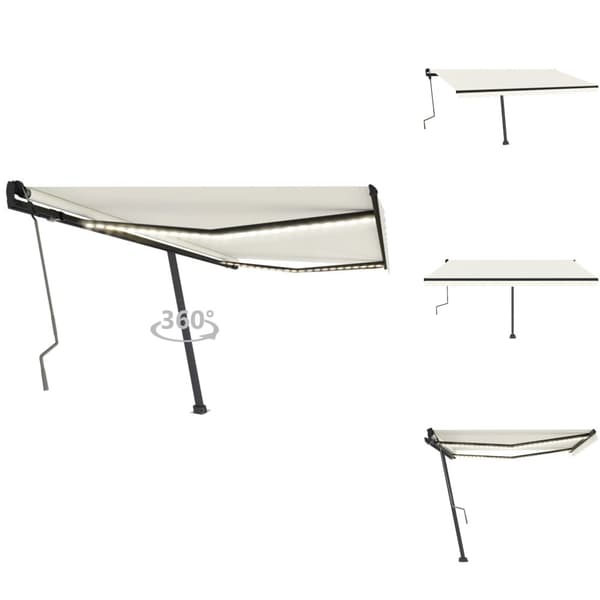 Markiser - Living Markis med LED manuellt infällbar 450x350 cm gräddvit