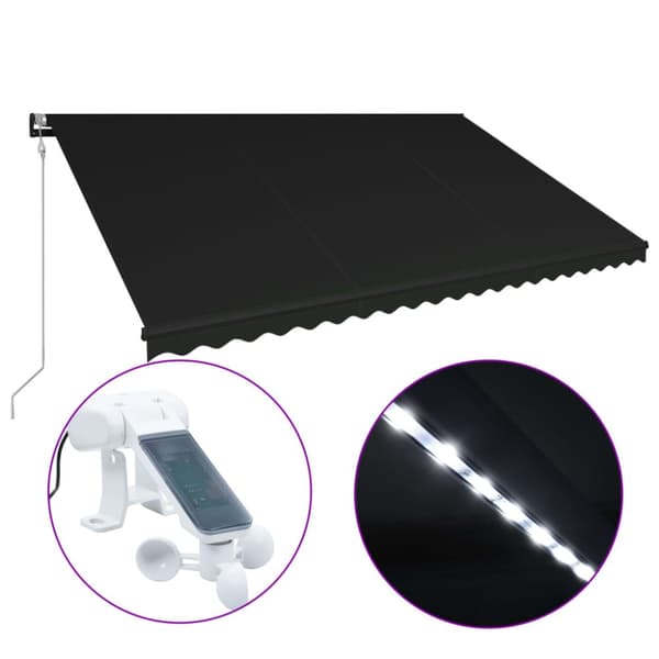 Markiisit - Living Sisäänkelattava markiisi tuulisensori ja LED 500x300cm