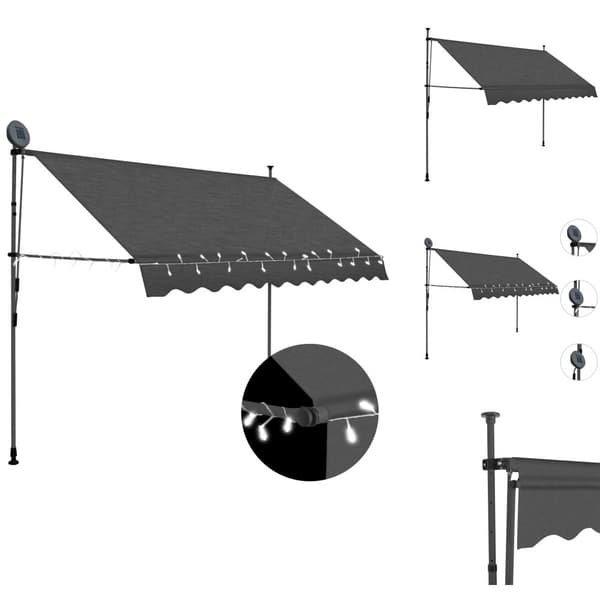 Markiisit - Living Sisäänkelattava markiisi LED-valoilla 250 cm antrasiitti