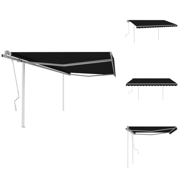 Markiisit - Living Manuaalisesti kelattava markiisi tolpilla 4,5x3 m antrasiitti