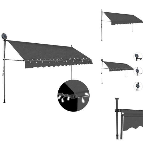 Markiisit - Living Sisäänkelattava markiisi LED-valoilla 350 cm antrasiitti