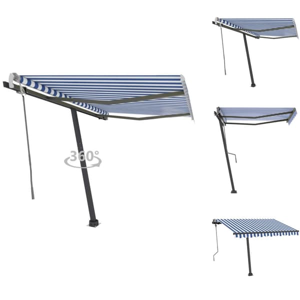 Markiisit - Living Vapaasti seisova sisäänkelattava markiisi 300x250 cm sinivalk.