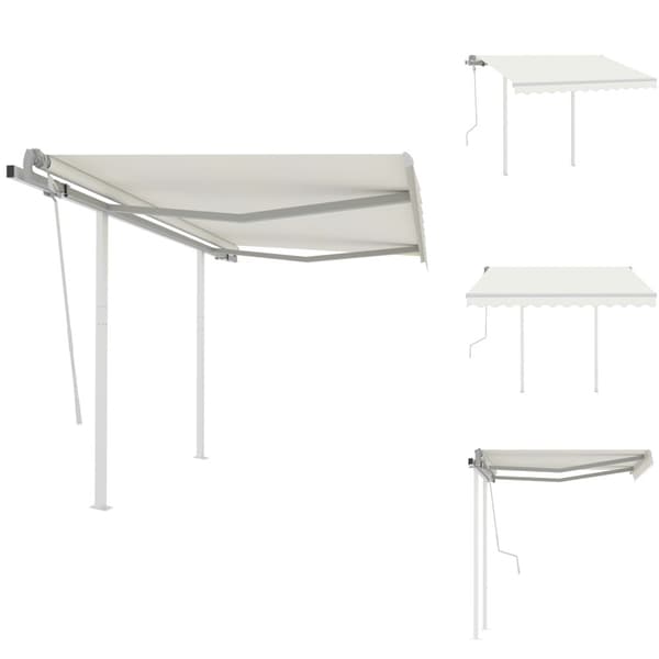 Markiser - Living Markis med stolpar manuellt infällbar 3x2,5 m gräddvit