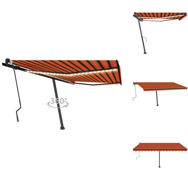 Markiser - Living markise m. LED-lys 400x300 cm manuel betjening orange og brun